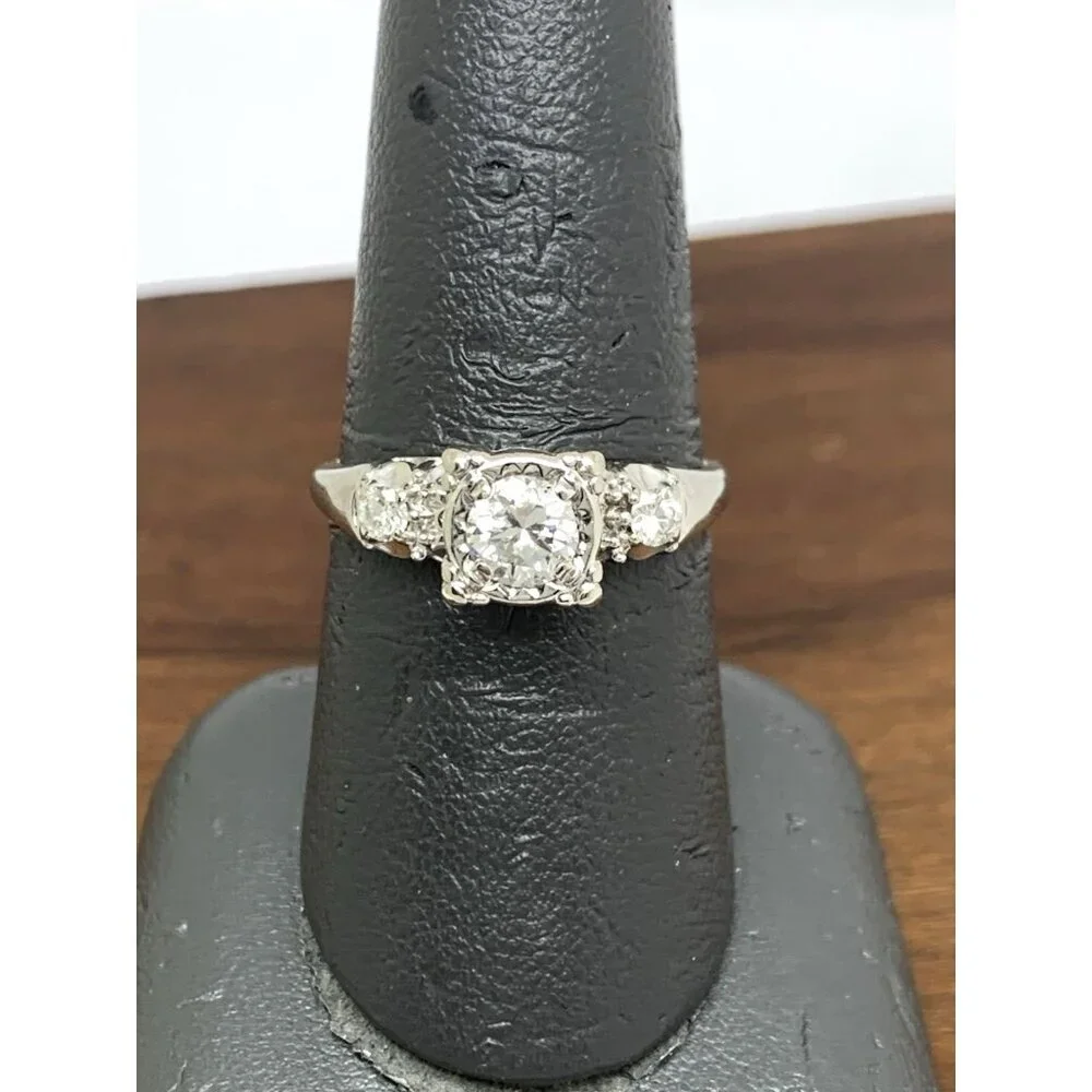 Engagement Ring Diamond 0.50ctw 14k White Gold Round Women's Jewelry Size 8